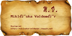 Miklóska Valdemár névjegykártya